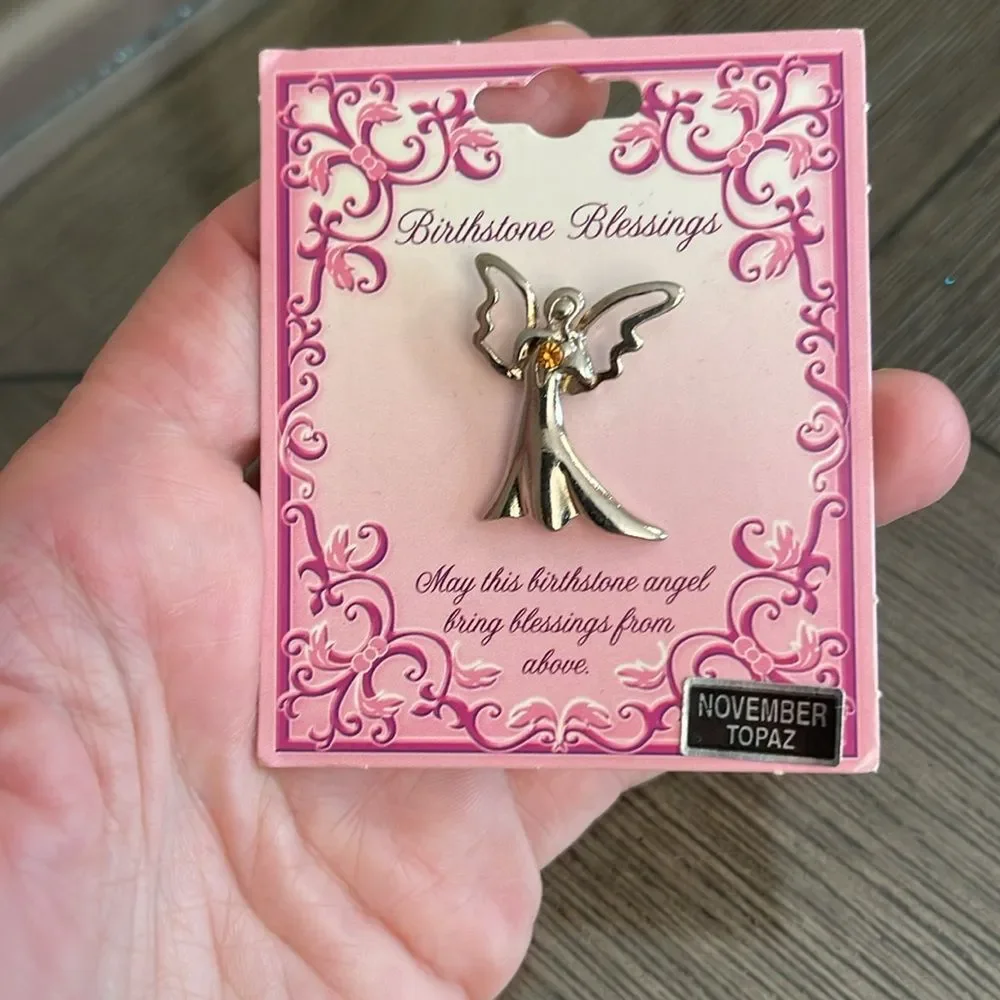 Vintage CAMCO November Birthstone Blessings Angel Pin